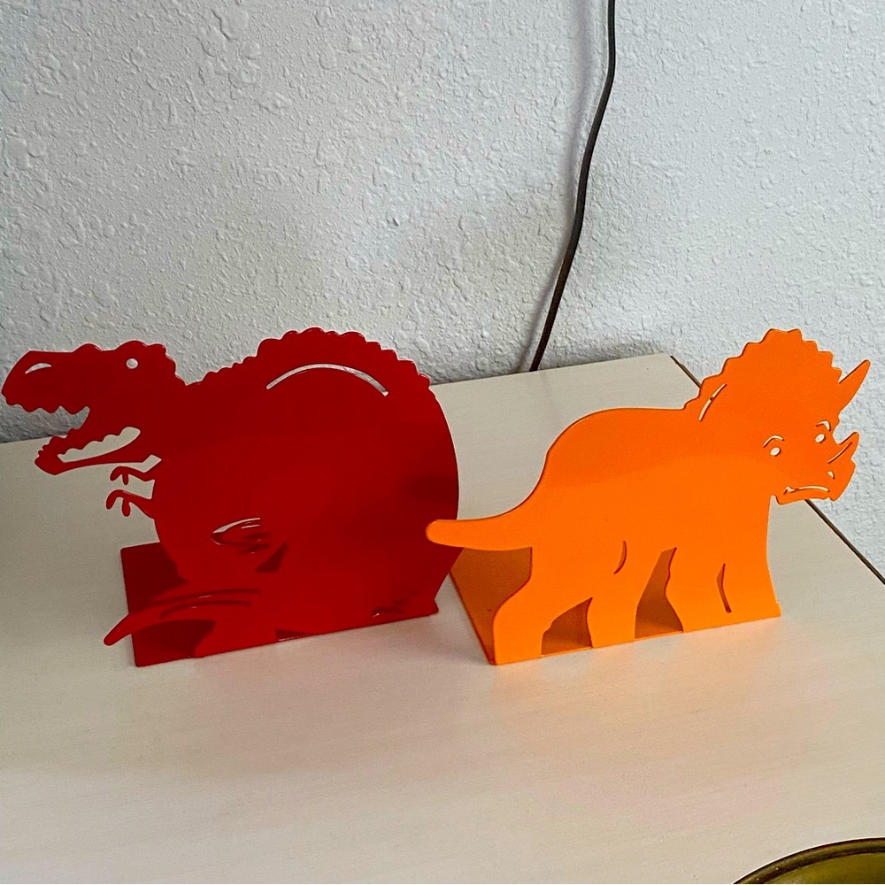 Metal Dinosaur Bookends